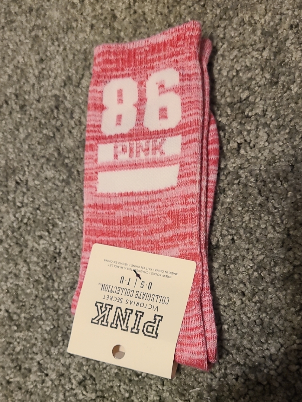 PINK Victoria's Secret Heather Pink '86' Athletic Crew Socks